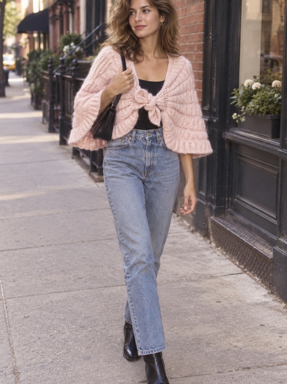 76. Vintage Robinson's Intimates
Pink Mohair Knit Cape Bow Shrug